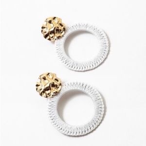 White Circle Statement Earring with Gold